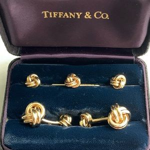 Tiffany doble love knot 14k yellow gold cufflinks